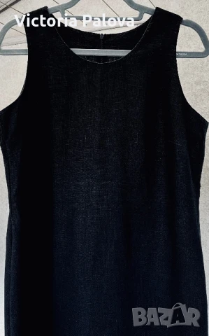 Модерна черна ленена рокля , снимка 4 - Рокли - 51139837