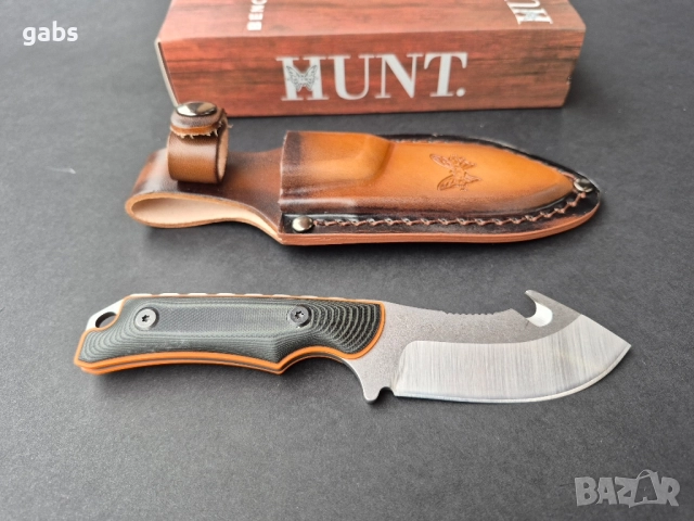 Нож Benchmade 15018 Hunt Saddle Mountain Skinner с кожена кания, снимка 4 - Ножове - 52309638