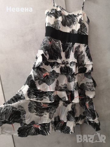  Официална Рокля бяла цветен принт размер S, снимка 1