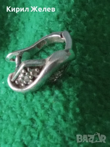 СКЪПОЦЕННА СРЕБЪРНА ОБЕЦА СРЕБРО 925 АНГЛИЯ с БЯЛА ПОЗЛАТА и ИСКРЯЩИ ЦИРКОНИ 50154, снимка 11 - Обеци - 50542261