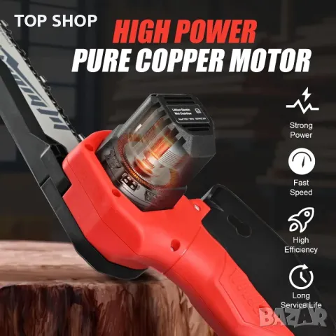 Безжичен мини верижен трион, 6-инчов електрически верижен трион, работещ с батерия 20V, снимка 2 - Градинска техника - 49693541