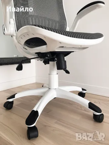 Бял дишащ ергономичен стол: офис, работен кабинет, учебен кът, гейминг, снимка 6 - Столове - 49199561