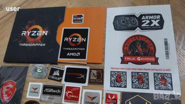 Лот стикери на Intel AMD Ryzen MSI Noctua Aorus G.Skill T-Force Asrock HyperX Evga, снимка 4 - Други - 53637439