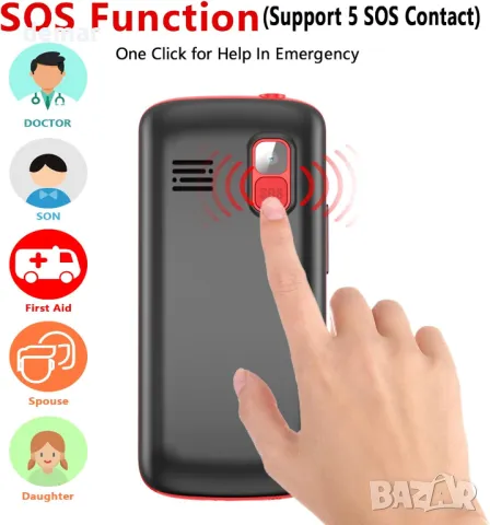 Tosaju 4G мобилен телефон за възрастни, без SIM, отключен, със SOS бутон, черен, снимка 6 - Други - 47296241
