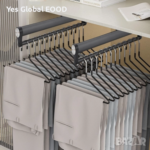 Разтегаема алуминиева релса за дрехи за гардероб 392 мм сиво/бяло, снимка 5 - Гардероби - 51985887