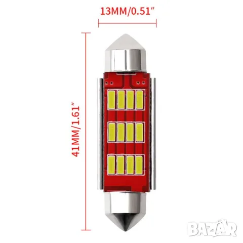 LED крушки 12V 6000K 12 SMD 2 броя, снимка 2 - Аксесоари и консумативи - 55865023