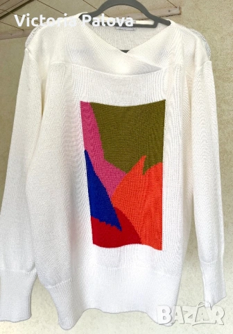 Уникална дизайнерска находка - пуловер MÄRZ München с артистичен цветен панел, снимка 2 - Блузи с дълъг ръкав и пуловери - 53397534