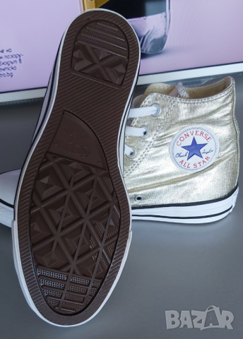 CONVERSE CHUCK TAYLOR HI METALLIC LIGHT GOLD,39 номер , снимка 6 - Кецове - 36238193