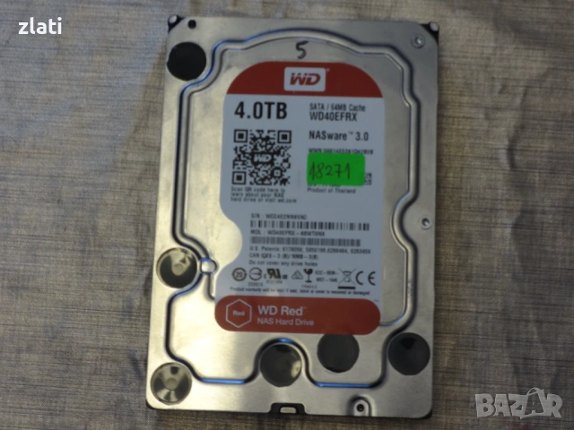 WD RED WD40EFRX-68WT0N0 4TB 5400 RPM подходящ за NAS sata hdd hard disk хард диск малко ползван 