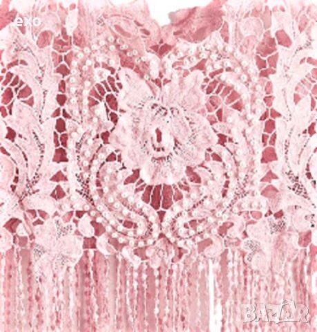 Розов топ дантела с перлички, секси къс топ, секси розов топ, снимка 3 - Корсети, бюстиета, топове - 41078104