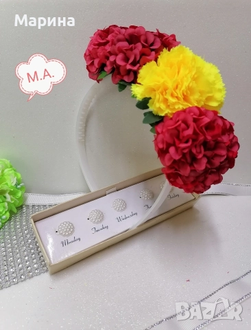 Диадема с цветя, вариант 23, снимка 10 - Аксесоари за коса - 52688406