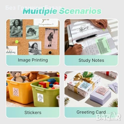 Нов Bluetooth стикер принтер за телефон Labelnize PM290 3 ролки хартия, снимка 9 - Друга електроника - 53683733