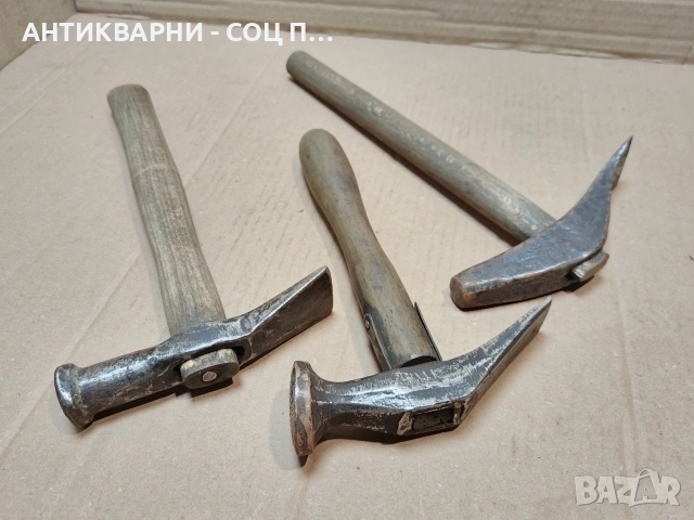 Комплект Стари Ковани Обущарски Чукове, Стар Кован Обущарски Чук. / 3 Броя. / НОМЕР 1604., снимка 2 - Антикварни и старинни предмети - 53670304