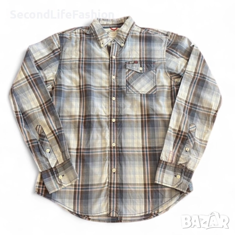 Винтидж мъжка дънкова риза Tommy Hilfiger с копчета, размер S, карирана, с дълъг ръкав