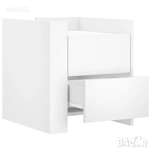 vidaXL Нощно шкафче, бяло, 45x50x50 см, инженерно дърво, снимка 7 - Шкафове - 56148260