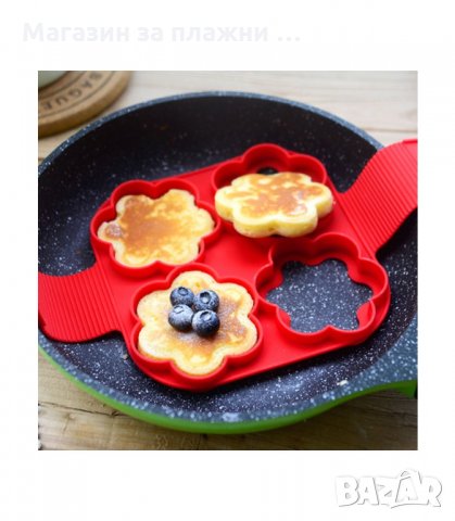 СИЛИКОНОВА ФОРМА ЗА ЯЙЦА И ПАЛАЧИНКИ С 4 ОТВОРА - код 2898