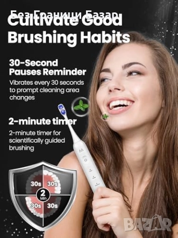 Нова Електрическа четка за зъби IPX8, 180 дни батерия, 4 глави, 5 режима, снимка 7 - Други - 52497531