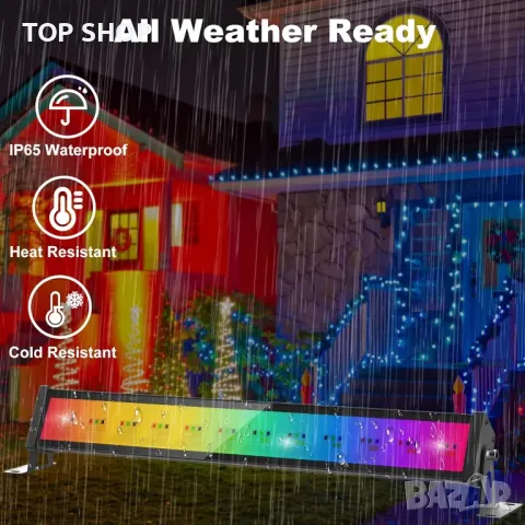 NATPOW 50 W RGB прожекторна лента, LED с дистанционно и приложение, IP66, 2 броя, снимка 3 - Лед осветление - 49937996