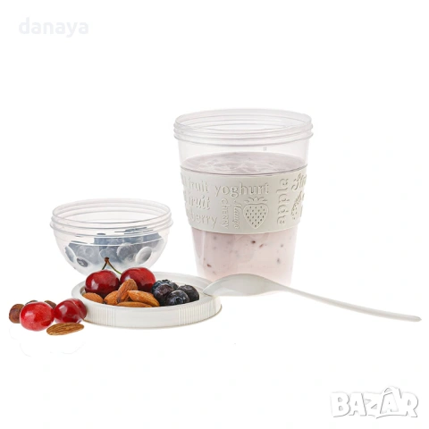 3745 Чаша за мюсли с лъжичка, BPA FREE, 600 ml, снимка 6 - Кутии за храна - 53764142