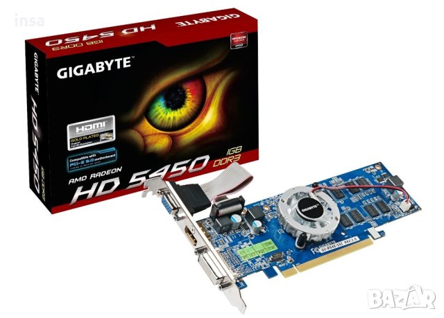 Видеокарти AMD Radeon HD5450 1GB HDMI, Sapphire,Gigabyte Low Profile, пасивно охлаждане, снимка 4 - Видеокарти - 41751647