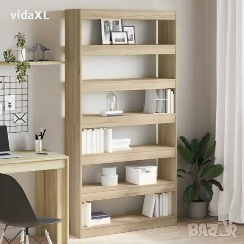 vidaXL Шкаф за книги 6 нива 100 x 30 x 198 см Инженерна дървесина, снимка 2 - Етажерки - 56147064