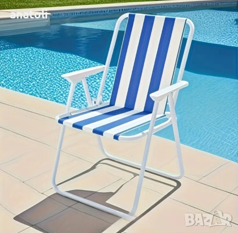 Комплект 10 стола за градина/тераса/плаж , Сгъваеми, 60x70 cм, Син Бял от германия , снимка 8 - Градински мебели, декорация  - 44971743