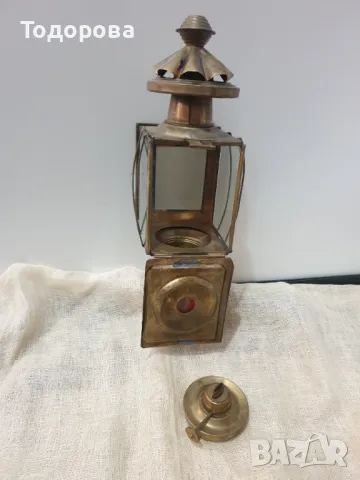 Бронзов транспортен фенер, снимка 4 - Антикварни и старинни предмети - 50140349