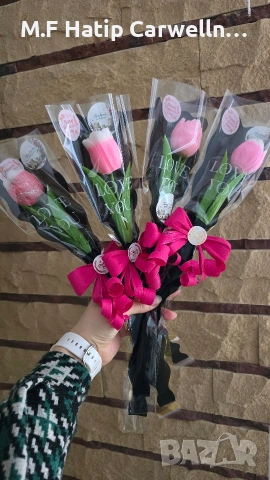 Неувяхващи Лалета и рози от глицеринов сапун 🌷🌷🌷🌹🌹🌹, снимка 3 - Изкуствени цветя - 53750340