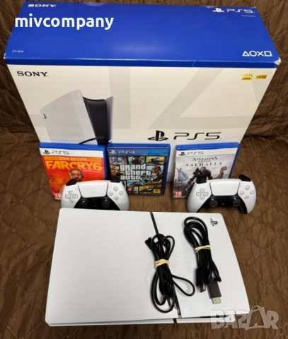 Конзола Sony Playstation 5 Disk Slim+2 джойстика+3 игри