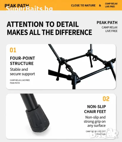Олекотен Сгъваем стол за къмпинг и преходи PeakPath Moon Chair, снимка 3 - Къмпинг мебели - 55733000