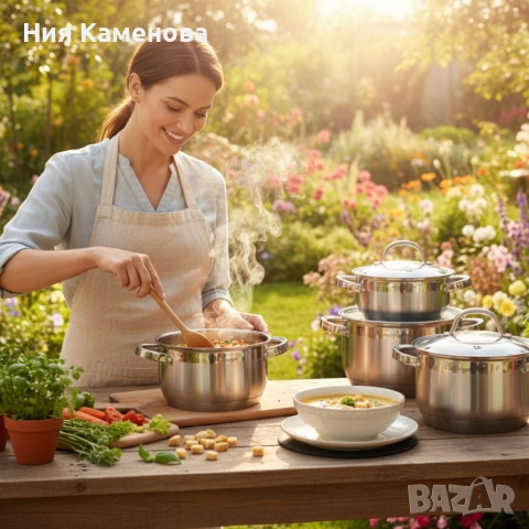 Cheffinger - комплект тенджери от неръждаема стомана – здравина, стил и готвене без компромис, снимка 2 - Съдове за готвене - 53013030