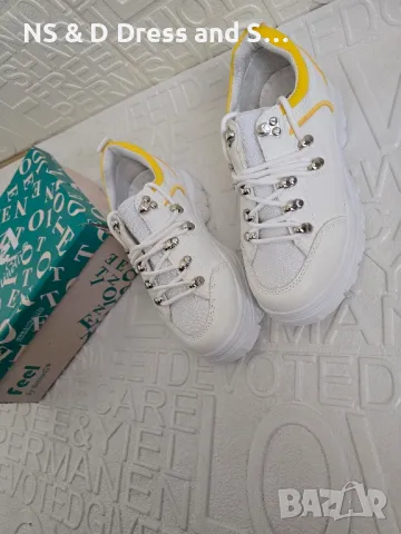 Дамски маратонки различен модел бяло с жълто , снимка 6 - Маратонки - 49569803