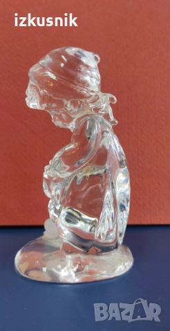 Ретро кристална фигурка Момиче с пате от Magic Cristal – West Germany, снимка 4 - Колекции - 52963600
