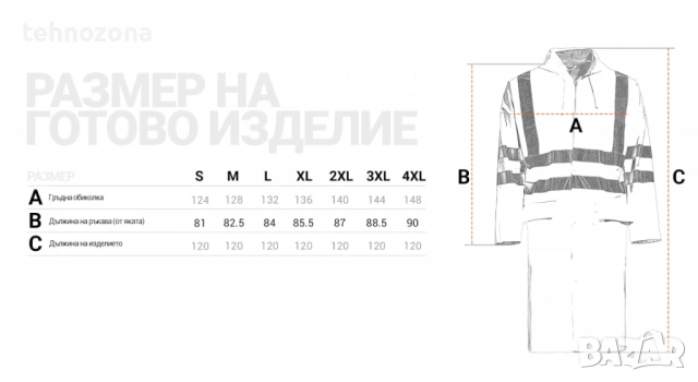 Дъждобран наметало сигнално със светлоотразителни елементи STORMER HV COAT YELLOW, снимка 7 - Други - 49190795