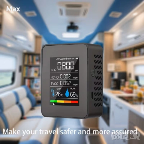 Монитор за качество на въздуха, 5-в-1, преносим, анализатор за замърсен въздух, снимка 3 - Друга електроника - 53598835
