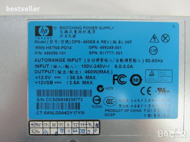 Захранващ блок HP 460W DPS-460EB A, снимка 2 - Захранвания и кутии - 42301742