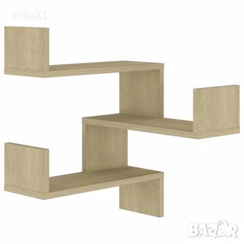 vidaXL Стенни ъглови рафтове, 2 бр, дъб сонома, 40x40x50 см, снимка 4 - Ракли - 56147794