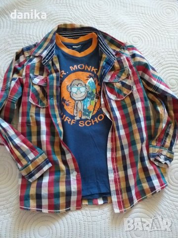 Лот панталон , риза и тениска 128 /134, снимка 2 - Детски ризи - 39929716