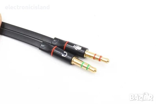 Адаптер Преходник Гнездо от 3,5 мм женски към 3,5 мм мъжки жак (стерео аудио + микрофон), плосък , снимка 4 - Други - 44313146