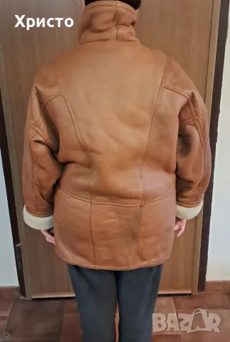 дамско палто кожух, естествена телешка кожа, кафяво супер, снимка 4 - Палта, манта - 48091566