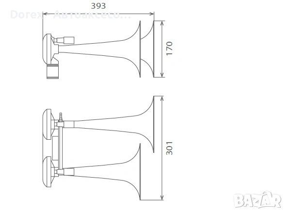 Тромба клаксон TGV HI-DO с две мелодии за камион бус ван трактор 24V 135db, снимка 4 - Аксесоари и консумативи - 53780358