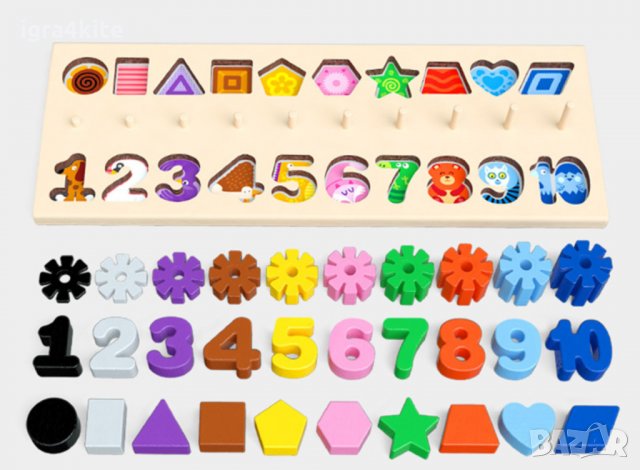 3в1 нов модел дървена игра със снежинки числа и фигури, снимка 3 - Образователни игри - 34325835