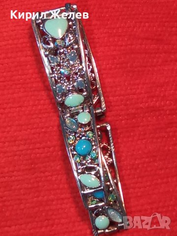 МНОГО КРАСИВА ФЛОРАЛНА ФИЛИГРАНЕН ТИП МЕДНА РЕТРО ГРИВНА с БЯЛА ПОЗЛАТА и КРИСТАЛИ 21154, снимка 16 - Гривни - 41649151