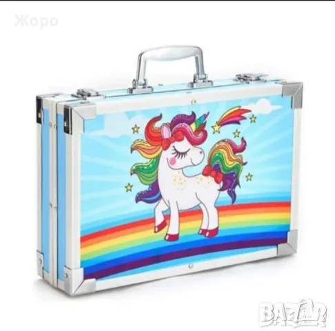 ГОЛЯМ КОМПЛЕКТ ЗА ОЦВЕТЯВАНЕ В МЕТАЛЕН КУФАР СИН ИЛИ РОЗОВ 9910001, снимка 7 - Рисуване и оцветяване - 47672782