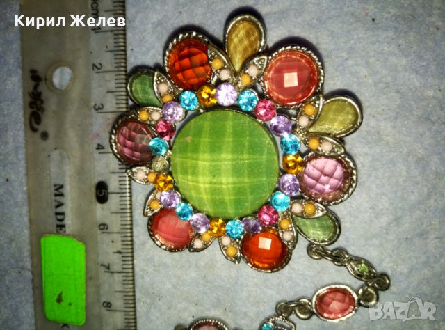 ПРЕКРАСНА ФЛОРАЛНА СРЕБРИСТА КРИСТАЛНА ВИНТИДЖ БРОШКА - ПЕНДАНТ 26588, снимка 11 - Други - 42082403