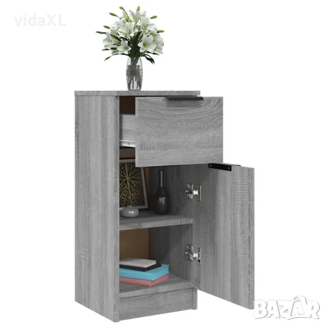 vidaXL Сайдборди, 2 бр, сив сонома, 30x30x70 см, инженерно дърво, снимка 8 - Бюфети - 56147960