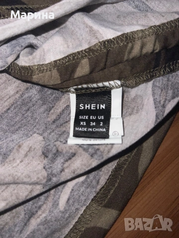 Дамска блуза с камуфлажен принт и регулируеми връзки, зелен цвят каки, снимка 3 - Корсети, бюстиета, топове - 53541257