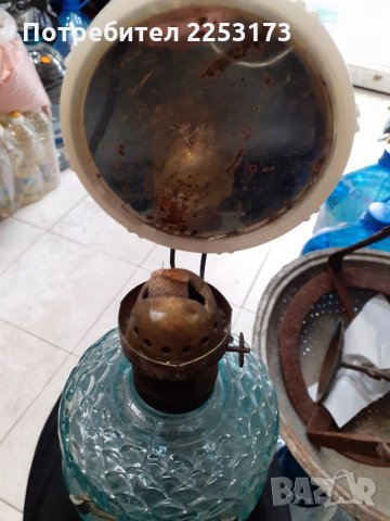 Стара лампа с бяло стъкло и фитил, снимка 3 - Декорация за дома - 34551480