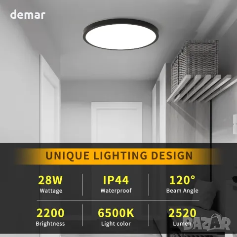 Mikeru Модерна таванна плафониера, 30 см, 28W 6500K, 2 броя, снимка 4 - Лед осветление - 49794687