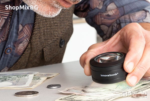 Джобна лупа с LED светлина с увеличение 5 пъти, 5x3 сантиметра, снимка 2 - Други инструменти - 39047104